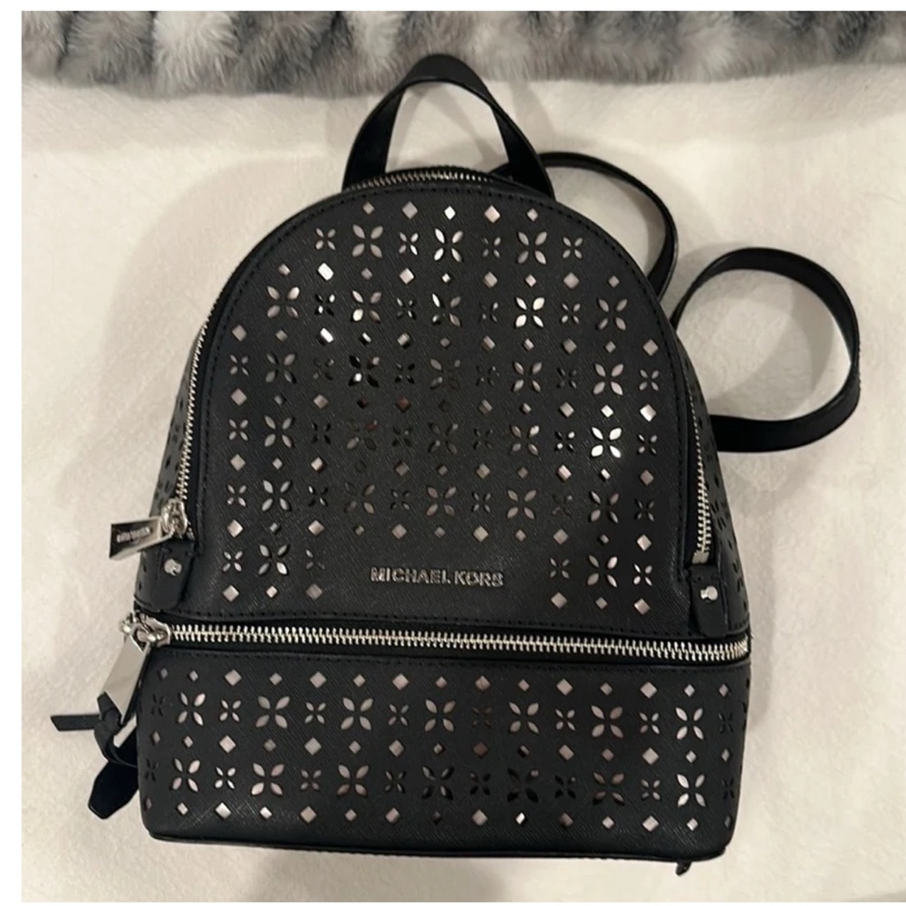 Michael Kors Black Perforated Backpack